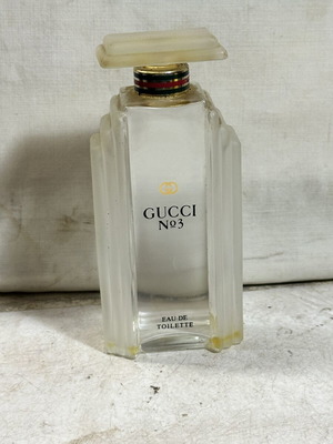 Gucci No.3 Eau de Toilette vintage bottle used, frosted glass, empty