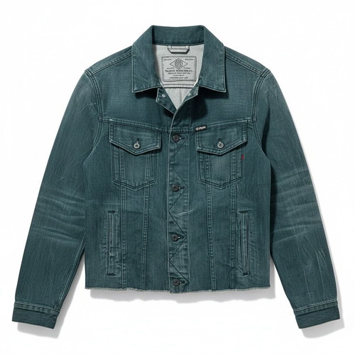 Replay green washed denim jacket, size M
