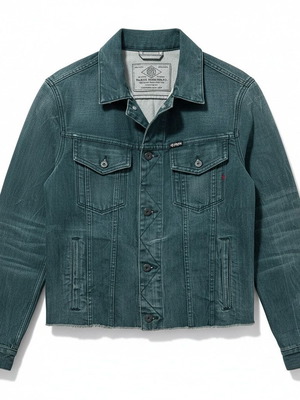 Replay green washed denim jacket, size M