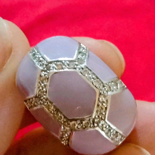 Silver 925 ring like new with purple enamel and pavé crystals