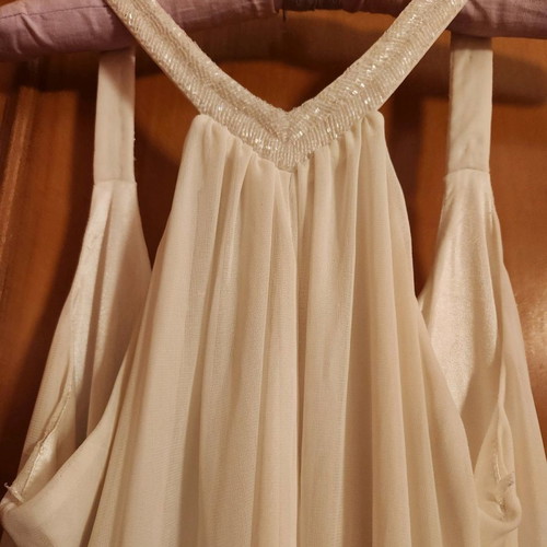 White dress used with embroidered beads, one size