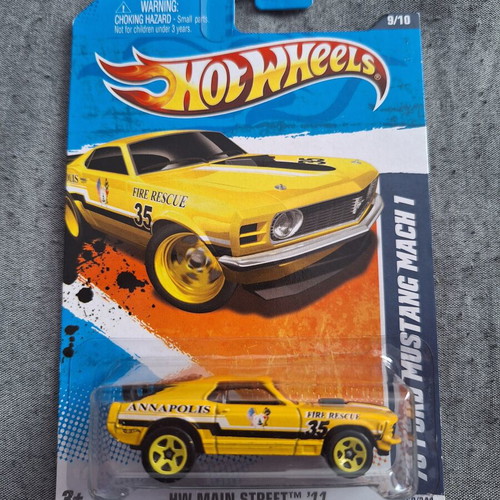 Hot Wheels '70 Ford Mustang Mach 1 new, yellow Annapolis Fire Rescue