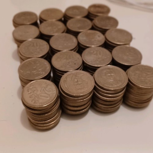 20 Drachma coins used, pack of 200, minted 1992