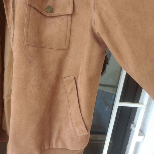 Beige Italian jacket used, plasticized leather