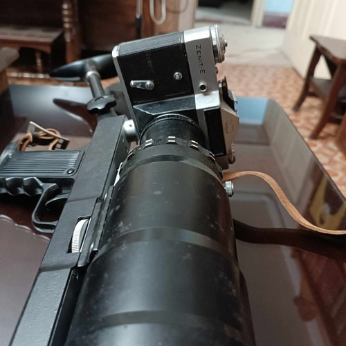 Zenit camera with telephoto lens used