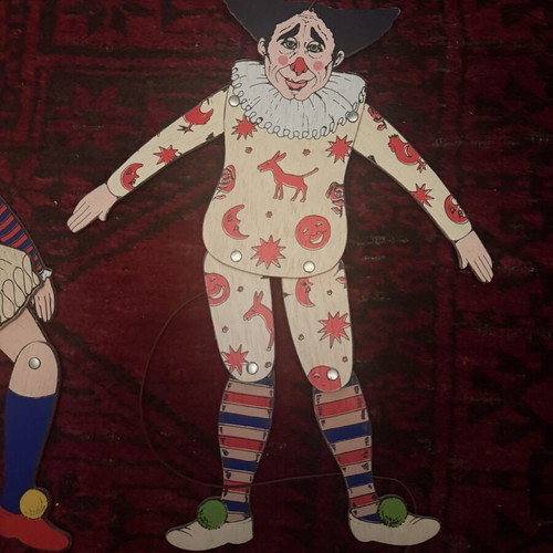 Vintage Wooden Jumping Jacks Set Clown & Acrobat like new
