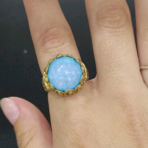 Silver 925 gold plated ring with real apetite new