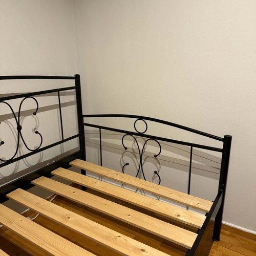 Half-Double Bed with Mattress 120x200 Like New, Handmade Metal Frame