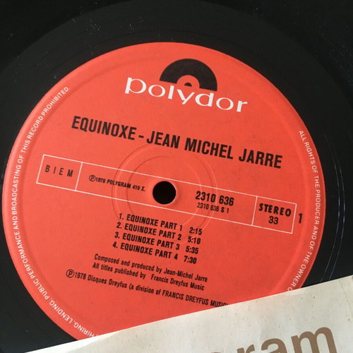 Jean Michel Jarre Equinox LP like new, electronic