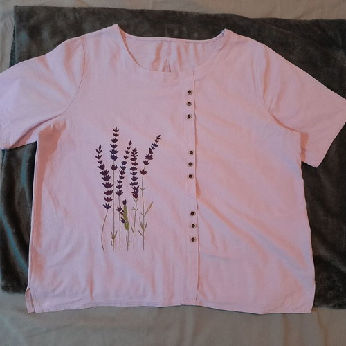 Comfortable women's cotton blouse, 4XL, purple