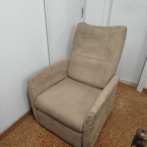 Beige reclining armchair like new with footrest