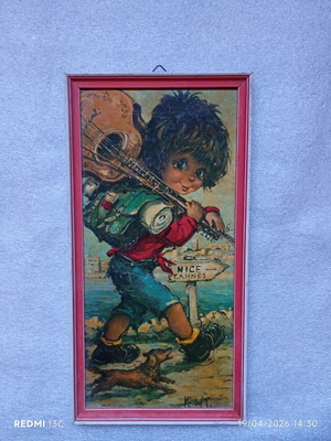 Κάδρο Michel Thomas μεταχειρισμένο vintage για τοίχο 31,5x16