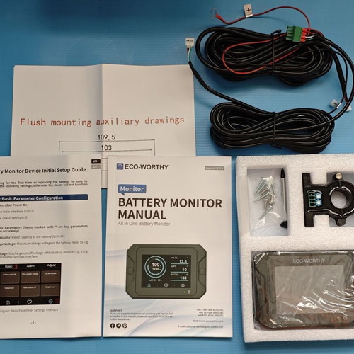 Battery Monitor 300A 12V/24V/36V/48V 3.5-Inch Touchscreen with Alarm