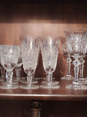 Complete set Bohemian crystal glasses new