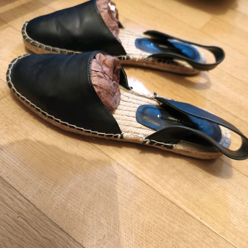 Zara slingback espadrilles size 38 used, black faux leather