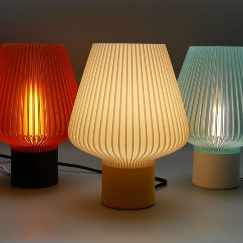 Ardo Kompa table lamp new with striped shade and warm light