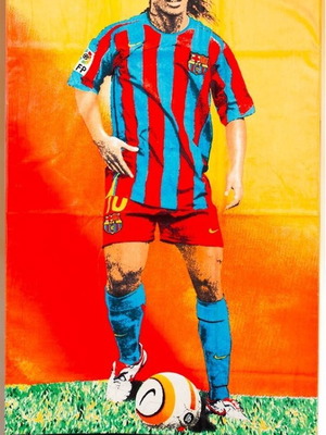 Πετσέτα Θαλάσσης Barcelona Ronaldinho Καινούργια, 75x150, βαμβακερή βελουτέ