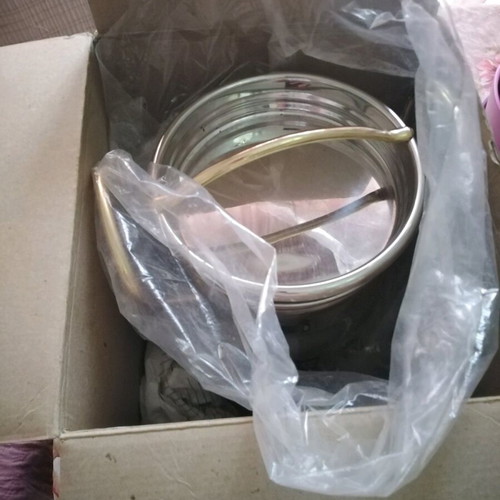 Vintage stainless steel oil container unused, 5 liters