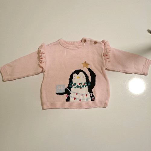 Christmas knitted sweater Mothercare pink, 6–9 months, new
