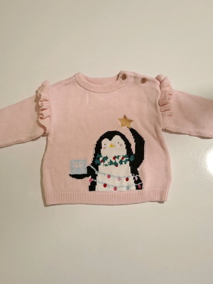 Christmas knitted sweater Mothercare pink, 6–9 months, new