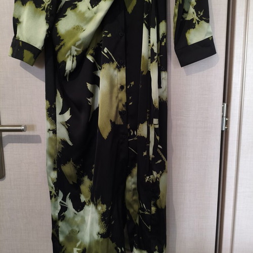 Satin Wrap Maxi Dress Medium with Abstract Print like new