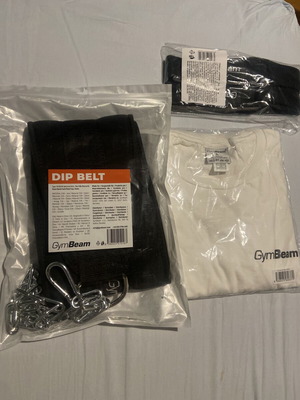 GymBeam dip belt, white t-shirt large, pull-up straps set