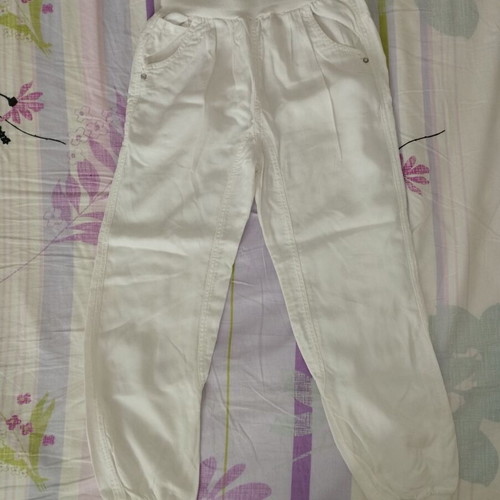 Trybeyond fabric pants like new, white, size 128, age 8, cool and comfortable