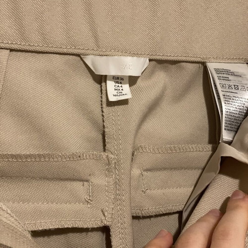 H&M beige high-waist wide-leg trousers