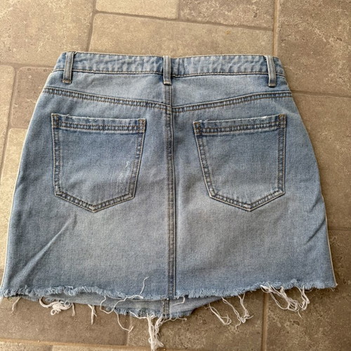 Denim skirt with side stripe like new, size 36, blue and green