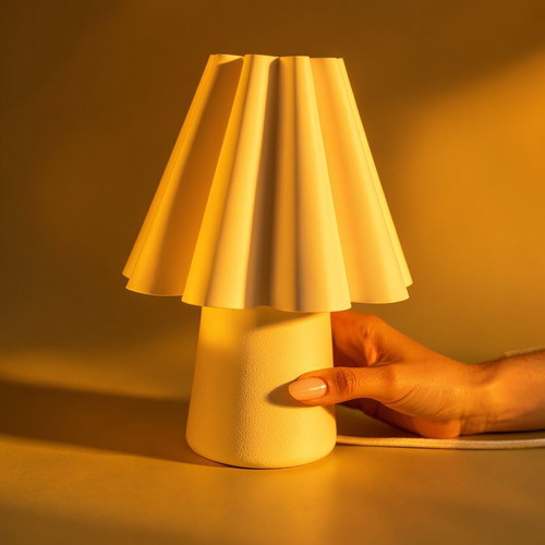 White table lamp with pleated shade, new