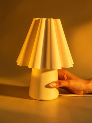 White table lamp with pleated shade, new