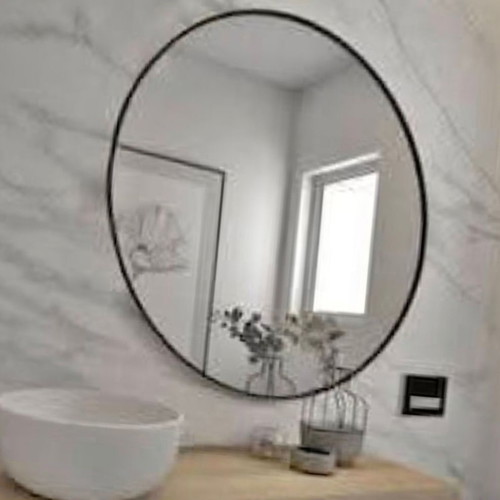 Round metal bathroom mirror, 40 cm diameter