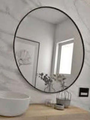 Round metal bathroom mirror, 40 cm diameter