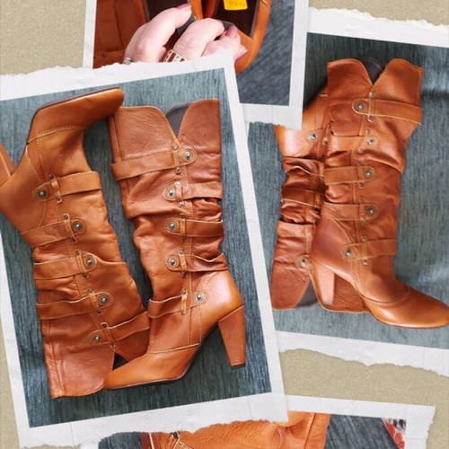 Women's leather boots new, brown, size 37