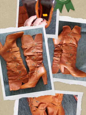 Women's leather boots new, brown, size 37