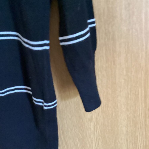 H&M black blouse with white stripes like new, 3/4 sleeves, size XXXL