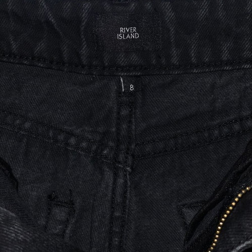 River Island high waisted jean shorts, black