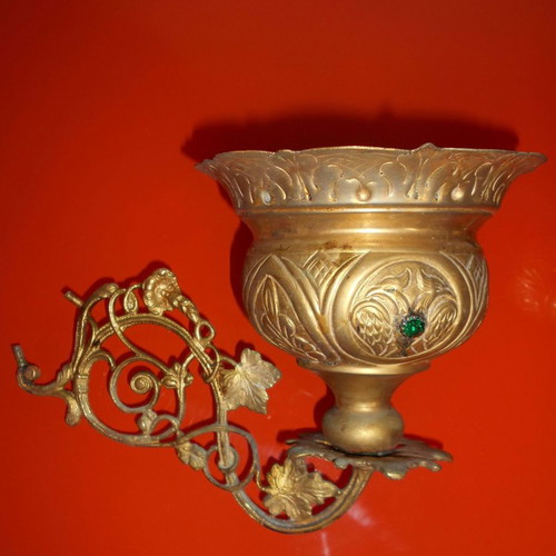 Large church oil lamps used, set of 2 with exquisite decoration