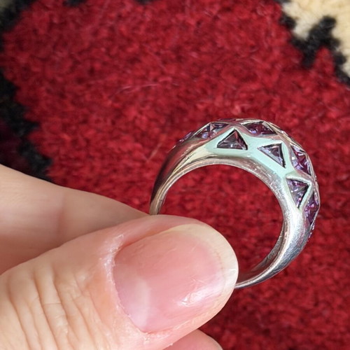 Vintage Handmade Ring with Amethyst Size 56-59, Silver 925