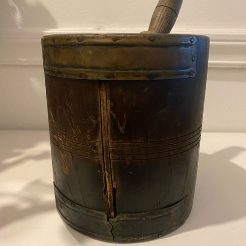 Wooden mortar old