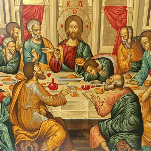 Last Supper Icon on Wood like new, Michael Damaskinos 16th Century