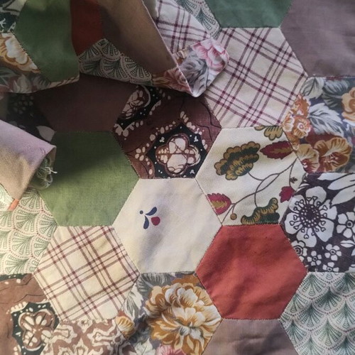 Patchwork cushion covers used, hand sewn vintage, set of 2