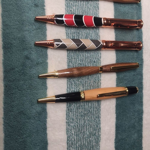 Set of 5 handmade pens from local woodturner of Keratsini, new