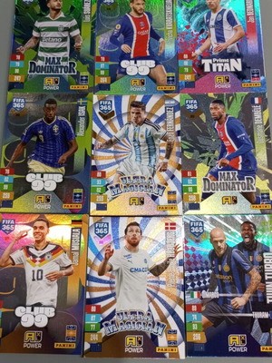 Panini FIFA 365 Adrenalyn XL Power κάρτες ποδοσφαίρου, σετ 9