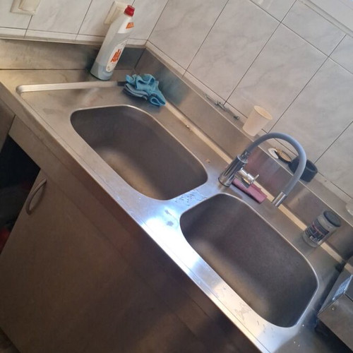 Inox sink with sliding doors like new