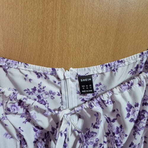 Floral dress Shein like new, white with purple flowers, long sleeves