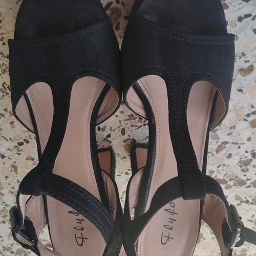 Suede high-heeled sandals used, size 38, black