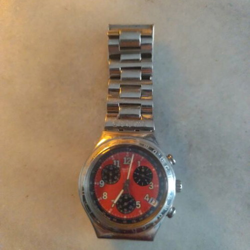 Swatch Irony Chrono Secret Agent Red watch, water resistant, 40 mm
