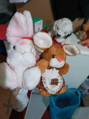 Dolls used, 2 plush bunnies and 1 small teddy bear