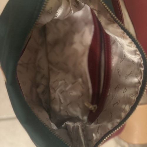 Axel shoulder bag used, transparent with green inner pouch